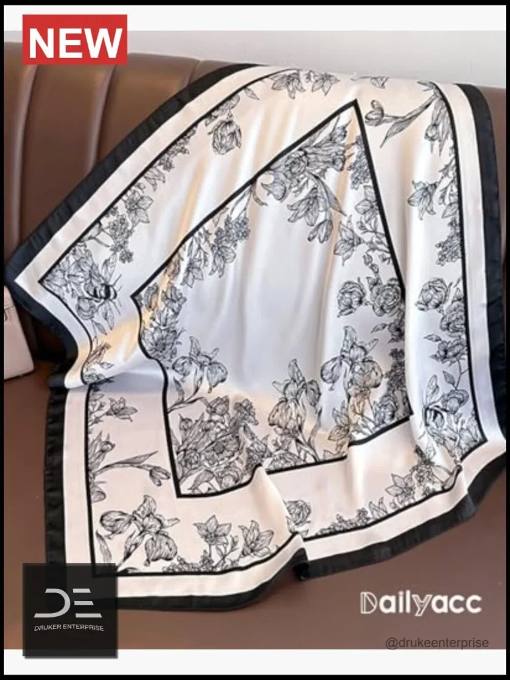 Silk Lightweight Fashion Scarf For Women - Head Hair Bandana Neck Scarf Wrap